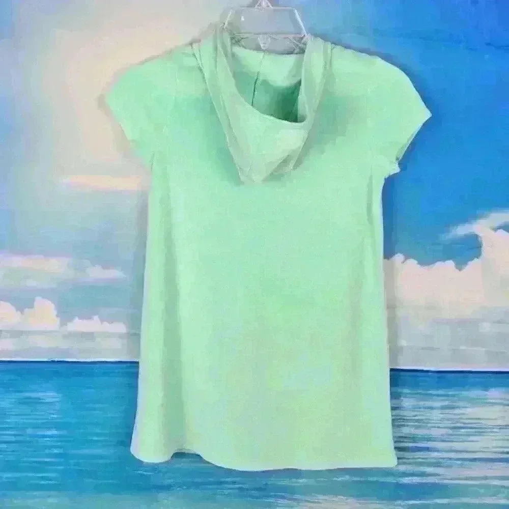WONDER NATION Girls MINT GREEN Beach Cover Robe HOODIE Pockets Short Sleeve Med - Picture 5 of 6